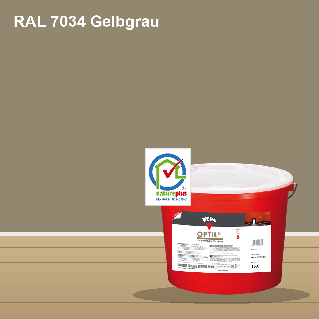 KEIM Optil Wandfarbe RAL 7034 Gelbgrau – mineralische Silikat-Innenfarbe, online kaufen bei Proma Farben