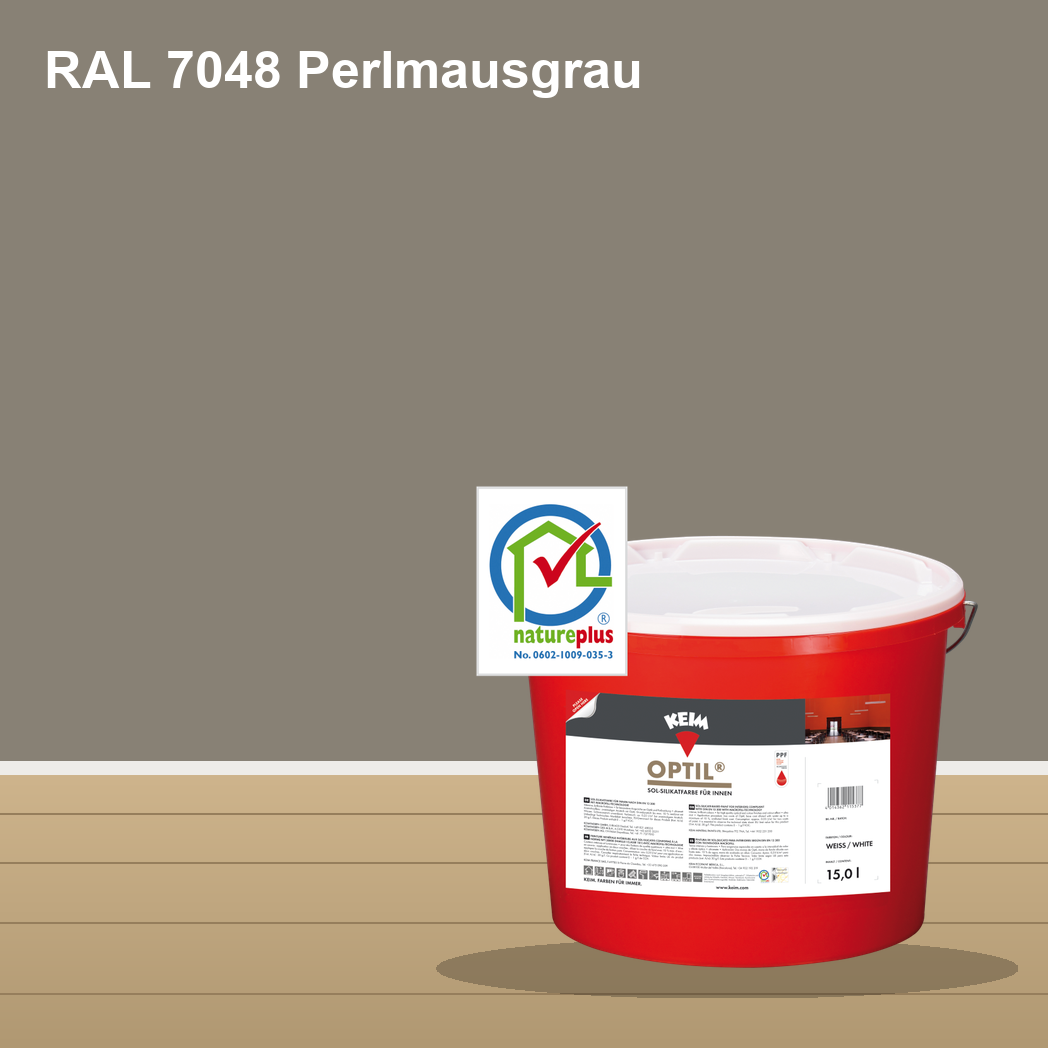 KEIM Optil Wandfarbe RAL 7048 Perlmausgrau – mineralische Silikat-Innenfarbe, online kaufen bei Proma Farben