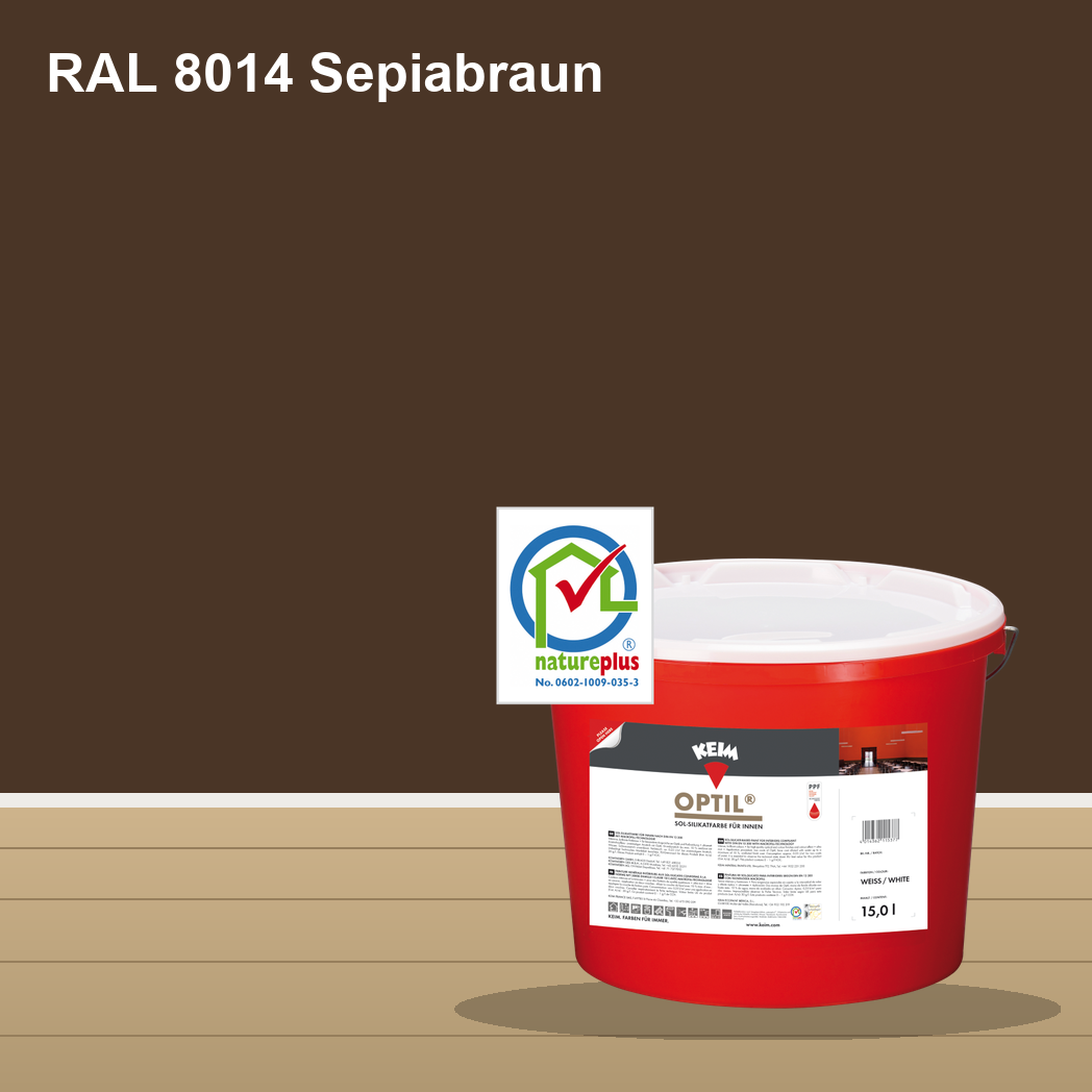 KEIM Optil Wandfarbe RAL 8014 Sepiabraun – mineralische Silikat-Innenfarbe, online kaufen bei Proma Farben