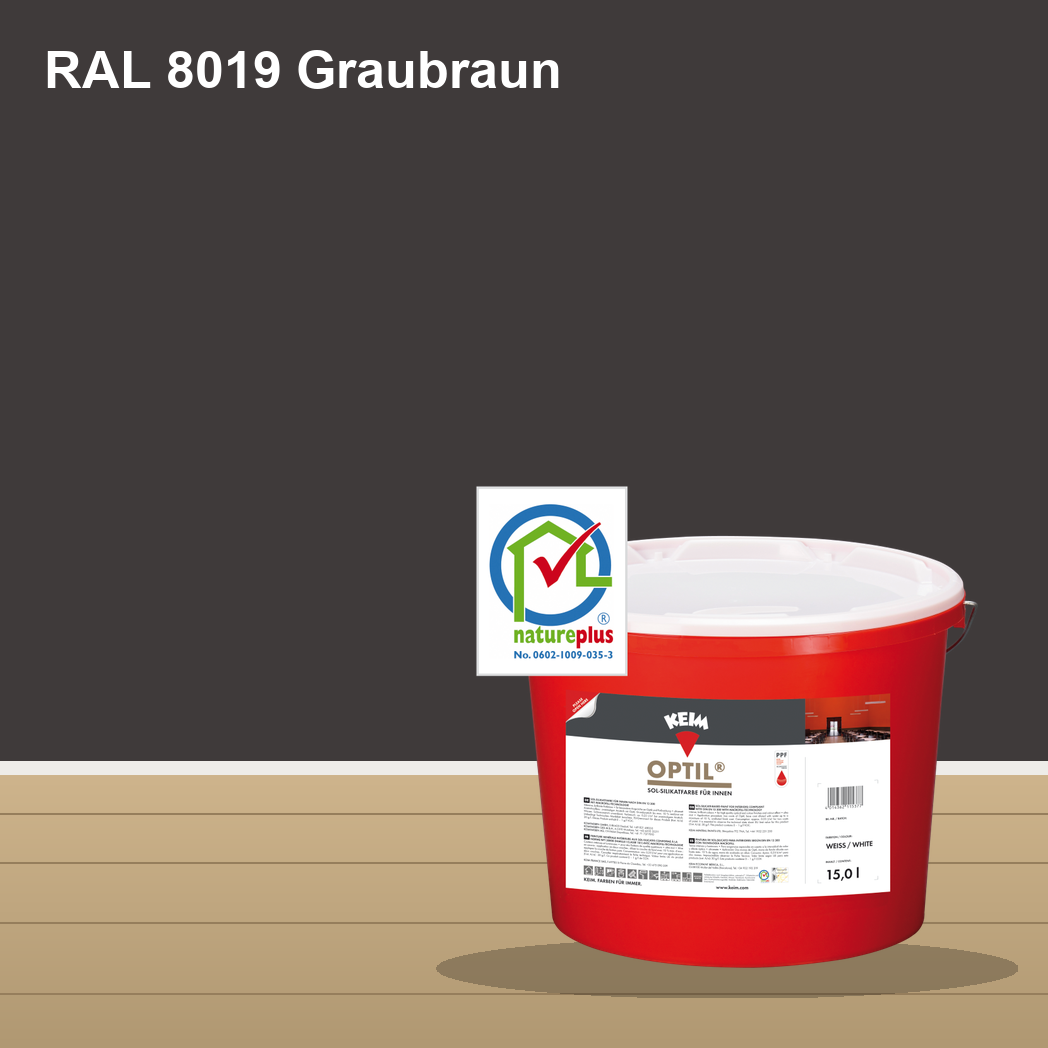KEIM Optil Wandfarbe RAL 8019 Graubraun – mineralische Silikat-Innenfarbe, online kaufen bei Proma Farben