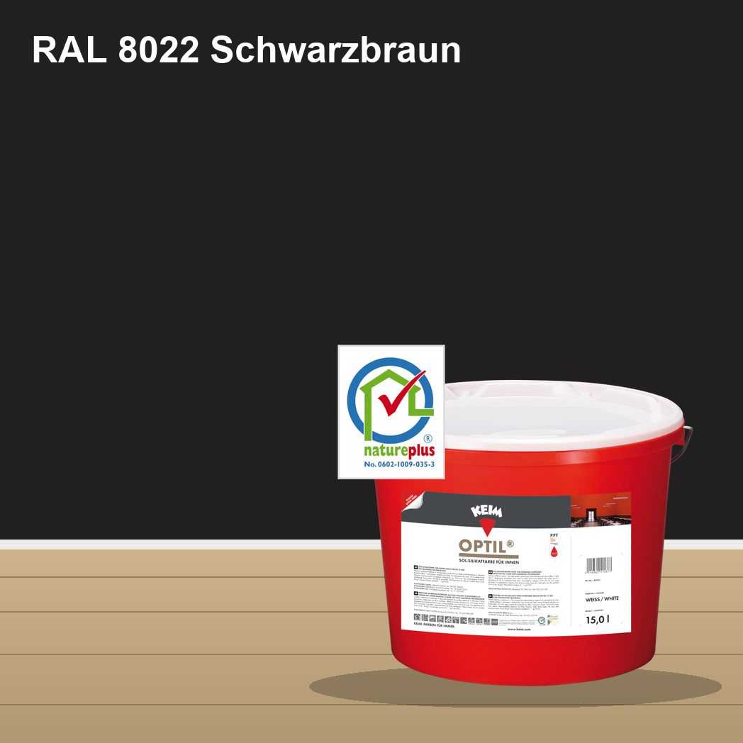 KEIM Optil Wandfarbe RAL 8022 Schwarzbraun – mineralische Silikat-Innenfarbe, online kaufen bei Proma Farben