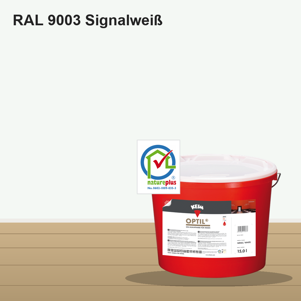 KEIM Optil Wandfarbe RAL 9003 Signalweiß – mineralische Silikat-Innenfarbe, online kaufen bei Proma Farben