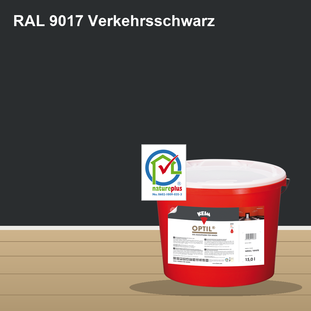 KEIM Optil Wandfarbe RAL 9017 Verkehrsschwarz – mineralische Silikat-Innenfarbe, online kaufen bei Proma Farben