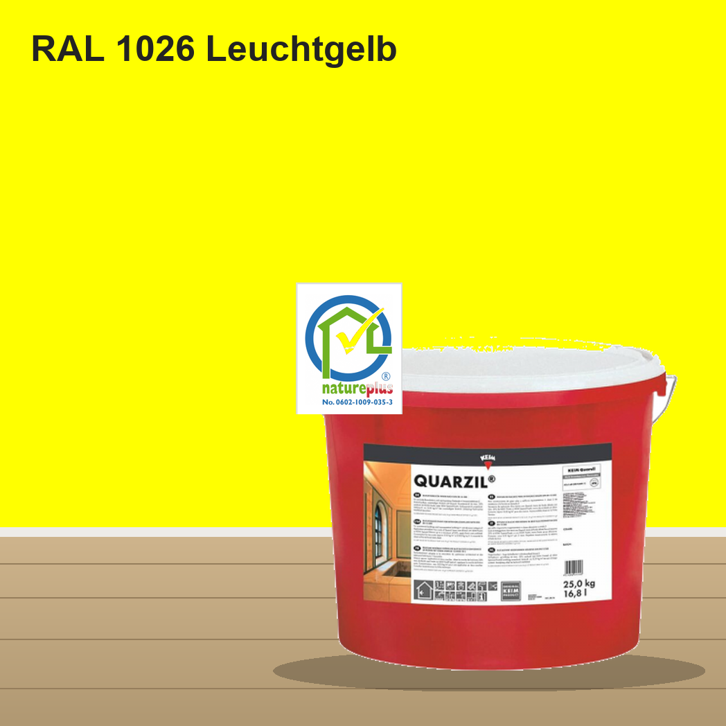 KEIM Quarzil Wandfarbe RAL 1026 Leuchtgelb – mineralische Silikat-Innenfarbe, online kaufen bei Proma Farben
