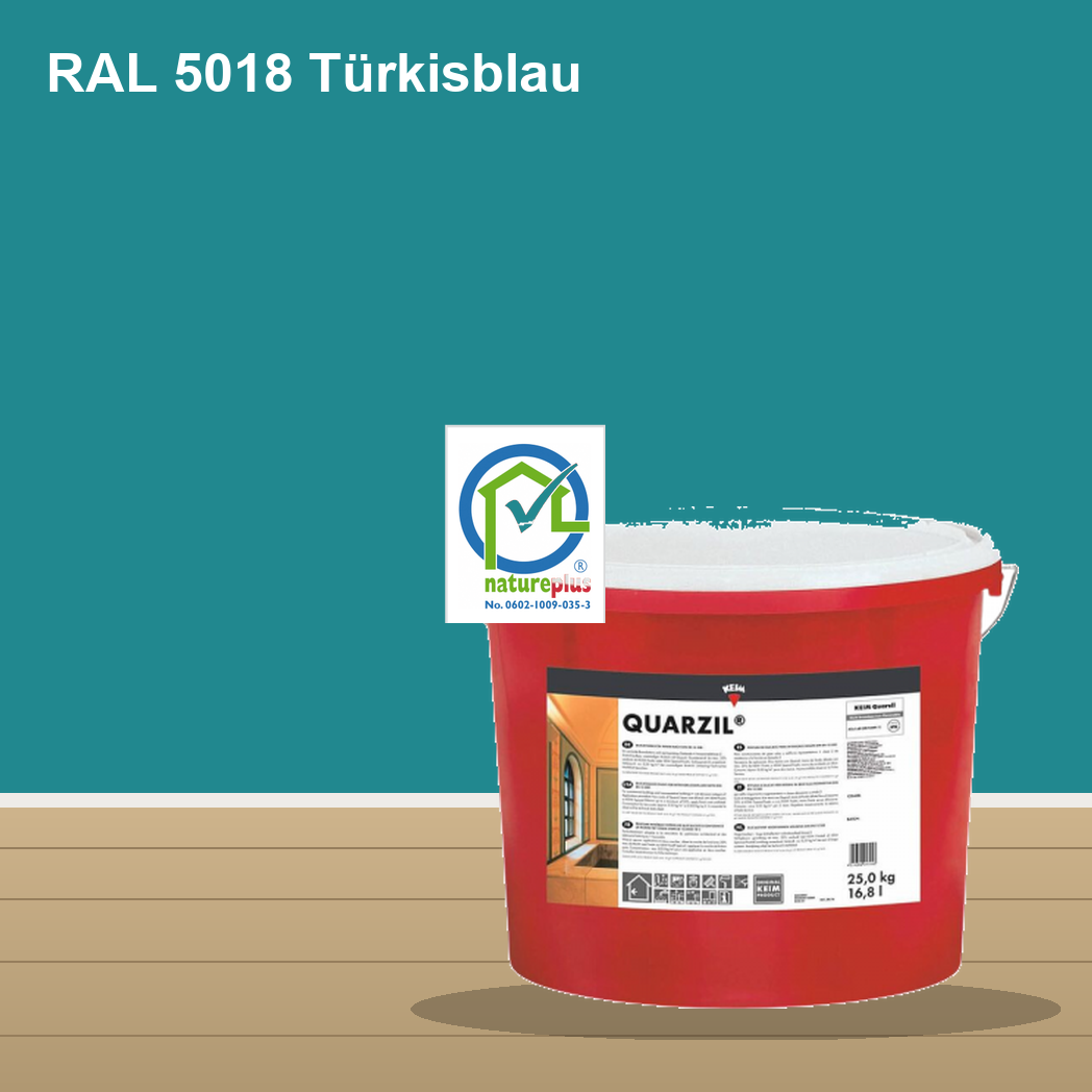 KEIM Quarzil Wandfarbe RAL 5018 Türkisblau – mineralische Silikat-Innenfarbe, online kaufen bei Proma Farben