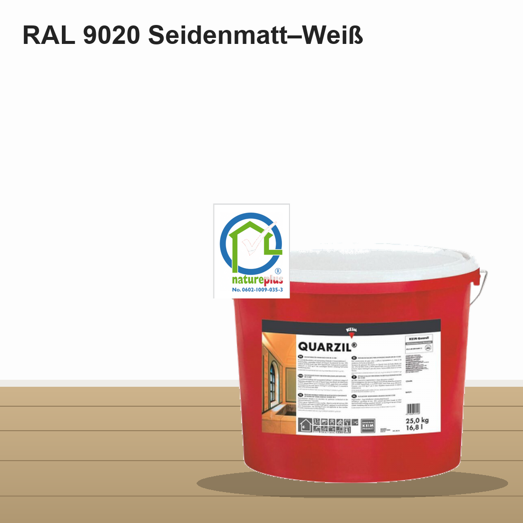 KEIM Quarzil Wandfarbe RAL 9020 Seidenmatt–Weiß – mineralische Silikat-Innenfarbe, online kaufen bei Proma Farben