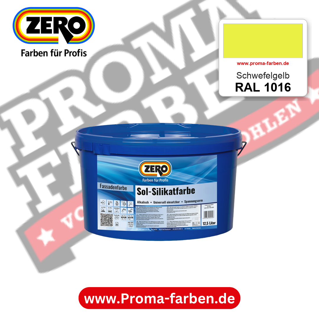 ZERO Sol-Silikatfarbe RAL 1016 Schwefelgelb 12,5 Liter