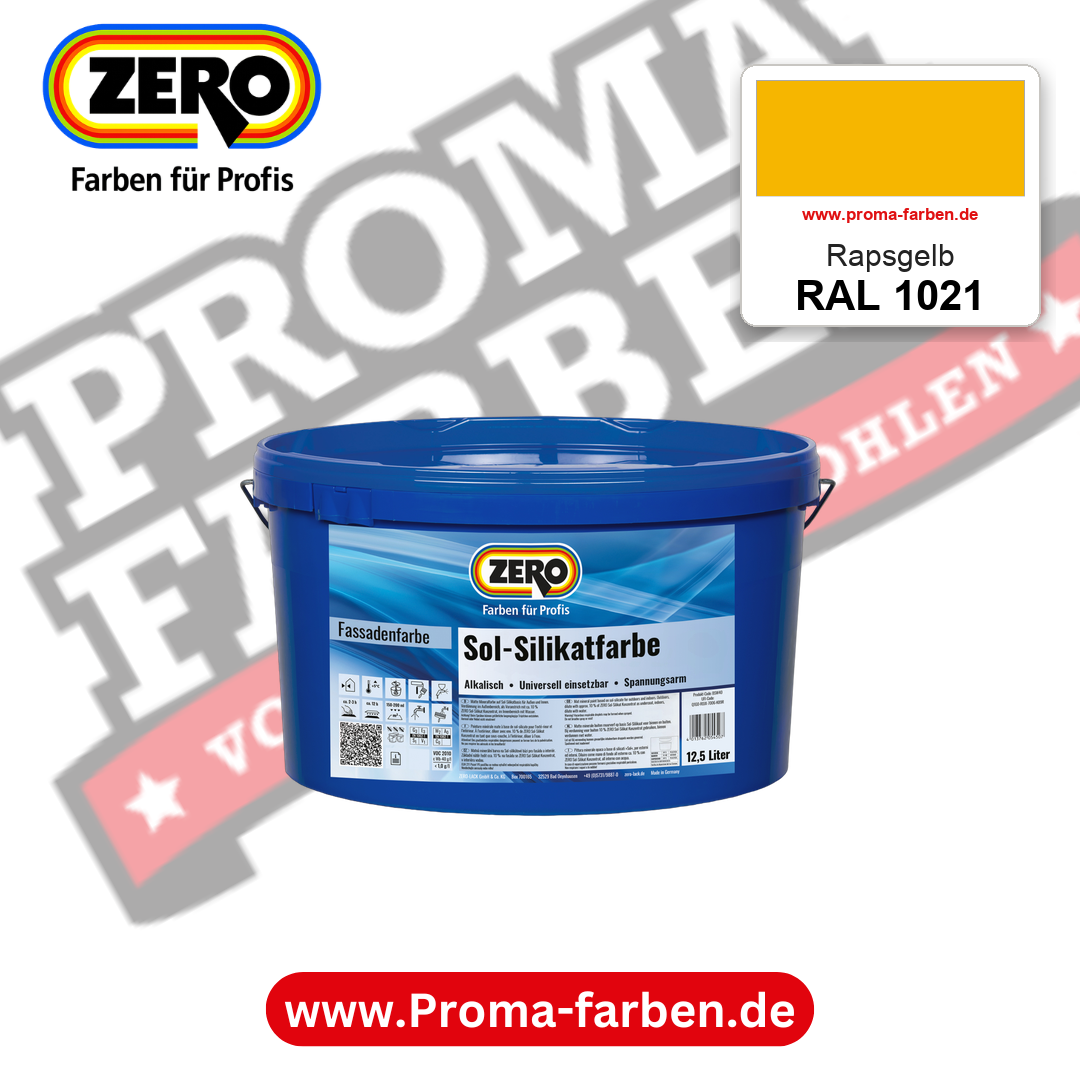 ZERO Sol-Silikatfarbe RAL 1021 Rapsgelb 12,5 Liter