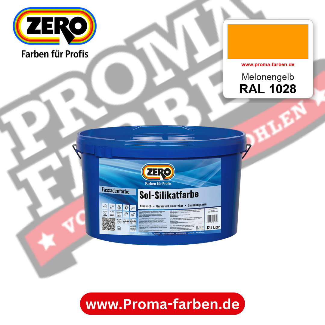 ZERO Sol-Silikatfarbe RAL 1028 Melonengelb 12,5 Liter