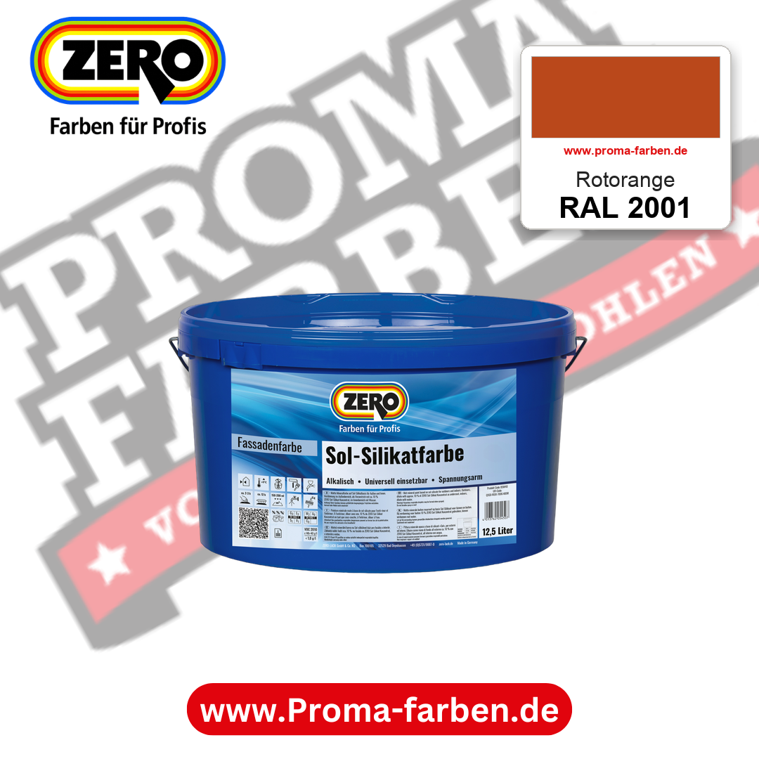 ZERO Sol-Silikatfarbe RAL 2001 Rotorange 12,5 Liter