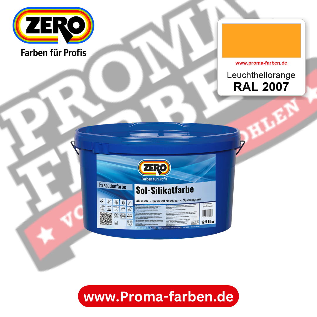 ZERO Sol-Silikatfarbe RAL 2007 Leuchthellorange 12,5 Liter