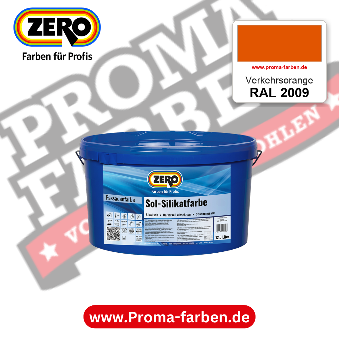 ZERO Sol-Silikatfarbe RAL 2009 Verkehrsorange 12,5 Liter