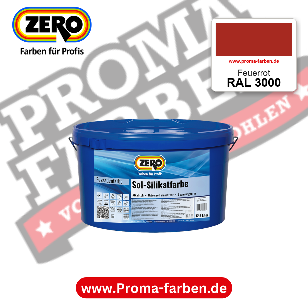 ZERO Sol-Silikatfarbe RAL 3000 Feuerrot 12,5 Liter