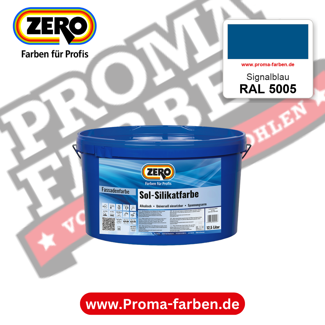 ZERO Sol-Silikatfarbe RAL 5005 Signalblau 12,5 Liter