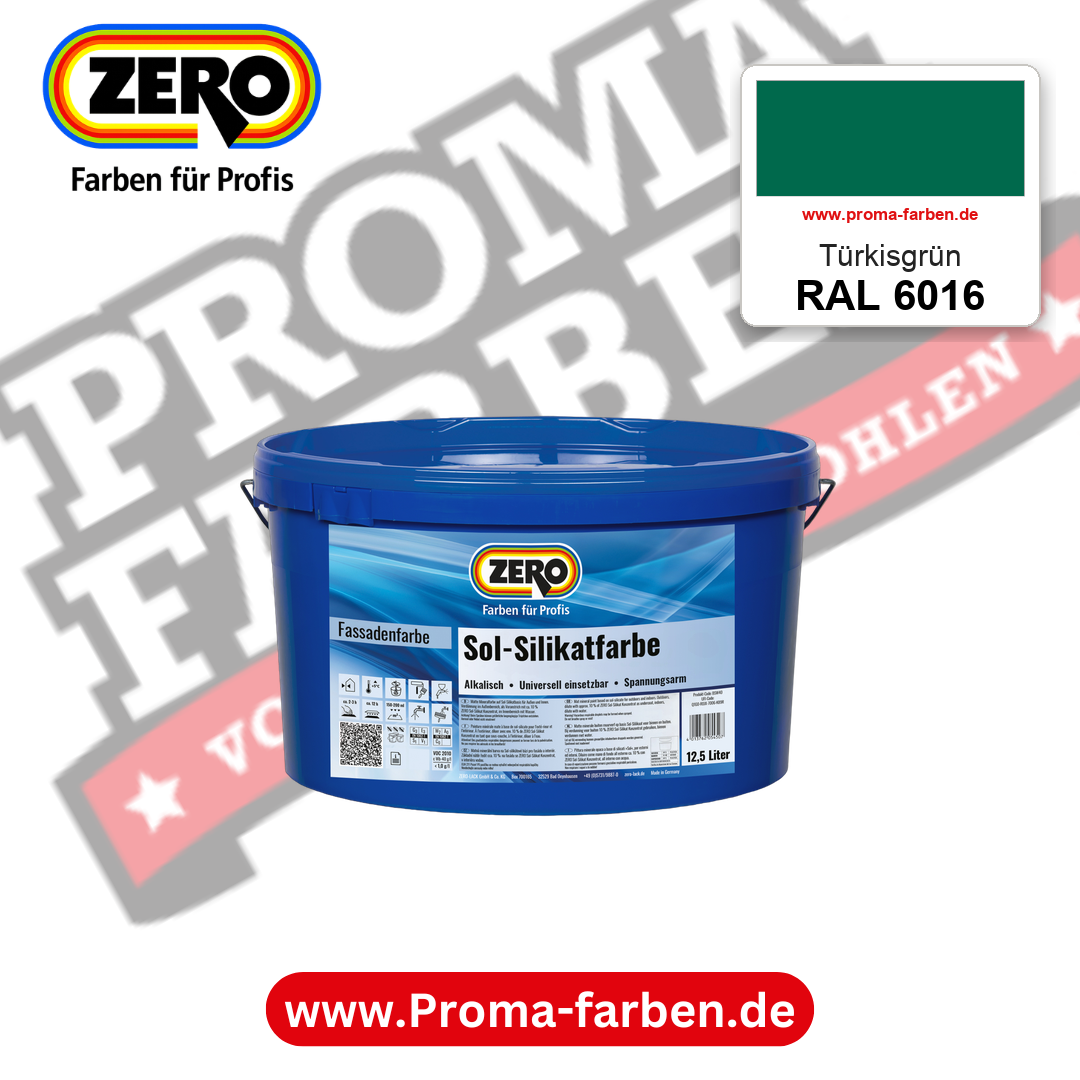 ZERO Sol-Silikatfarbe RAL 6016 Türkisgrün 12,5 Liter
