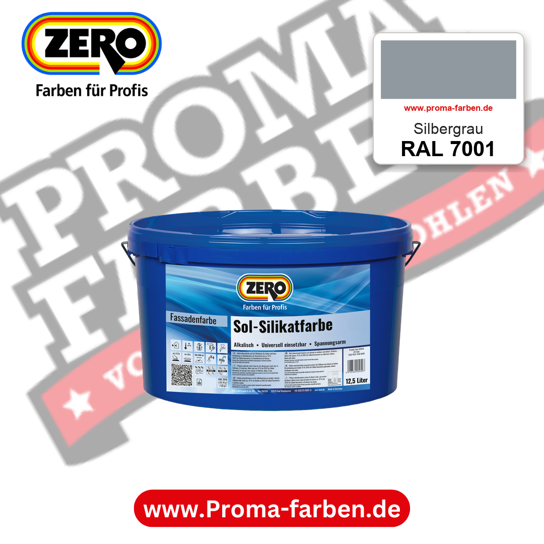 ZERO Sol-Silikatfarbe RAL 7001 Silbergrau 12,5 Liter