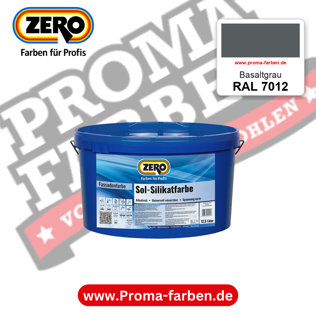 ZERO Sol-Silikatfarbe RAL 7012 Basaltgrau 12,5 Liter