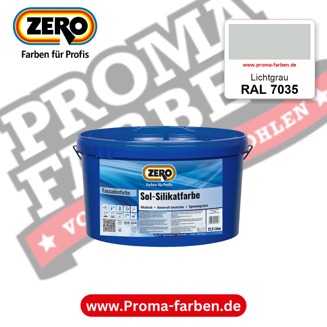 ZERO Sol-Silikatfarbe RAL 7035 Lichtgrau 12,5 Liter