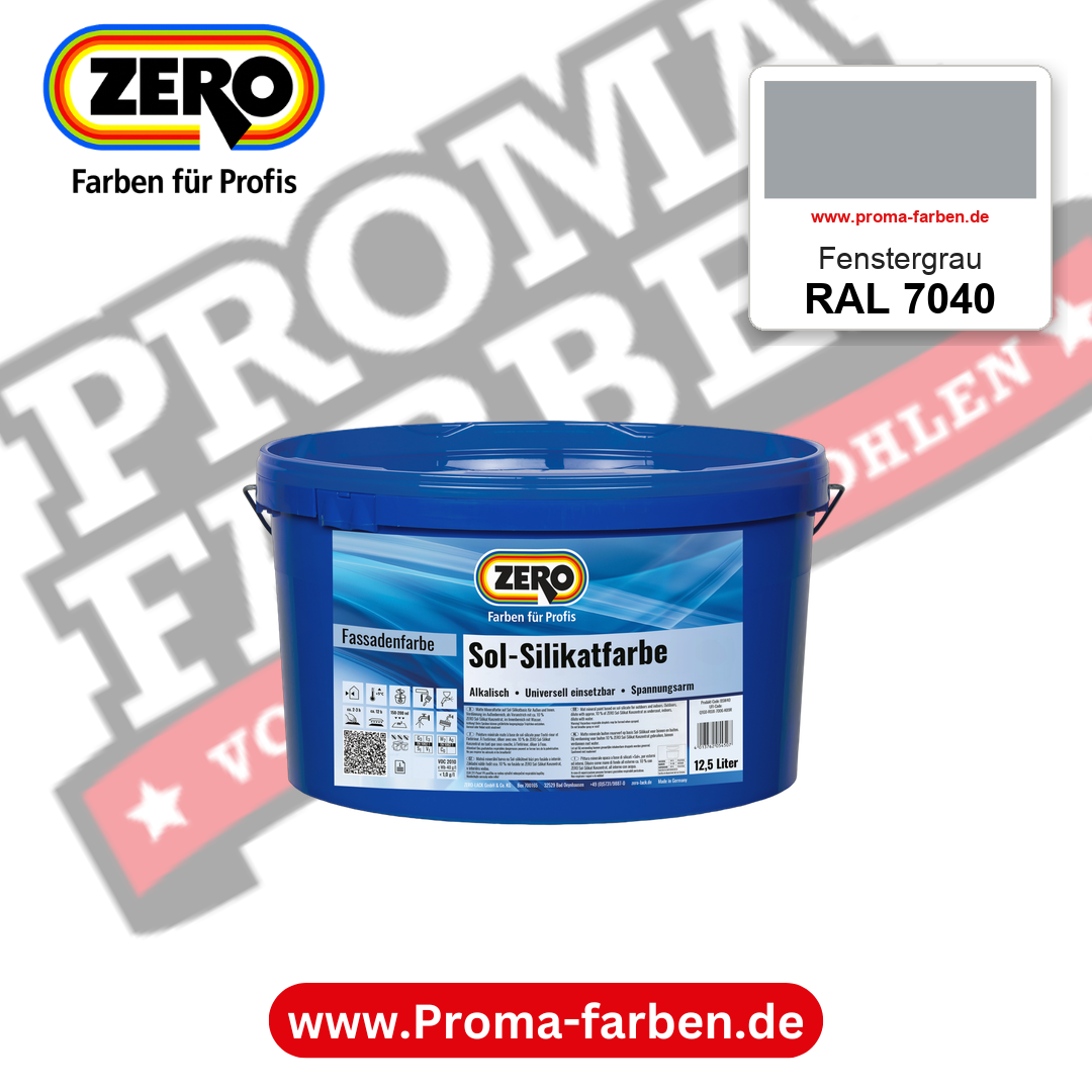 ZERO Sol-Silikatfarbe RAL 7040 Fenstergrau 12,5 Liter