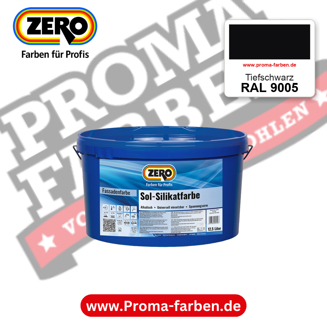 ZERO Sol-Silikatfarbe RAL 9005 Tiefschwarz 12,5 Liter