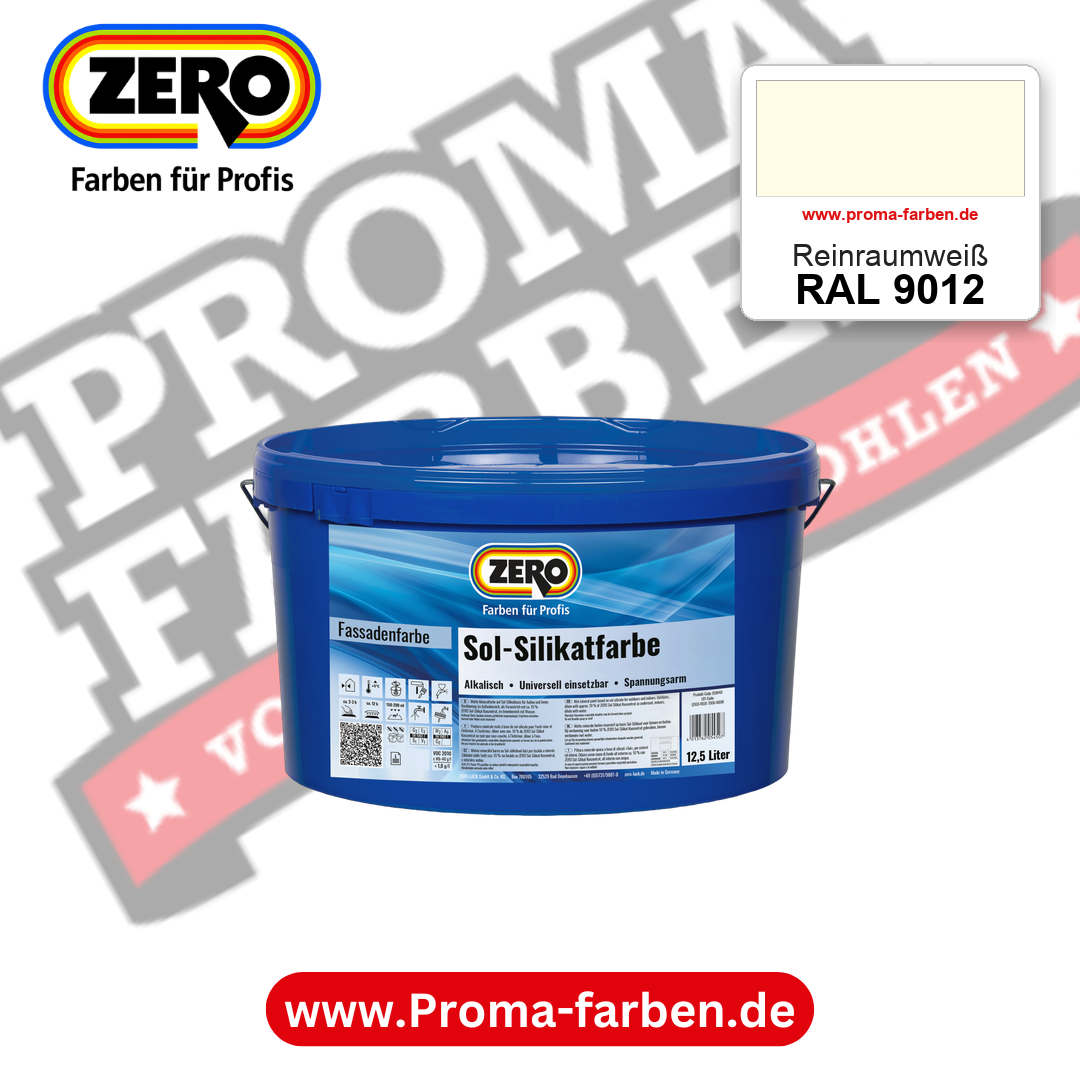 ZERO Sol-Silikatfarbe RAL 9012 Reinraumweiß 12,5 Liter