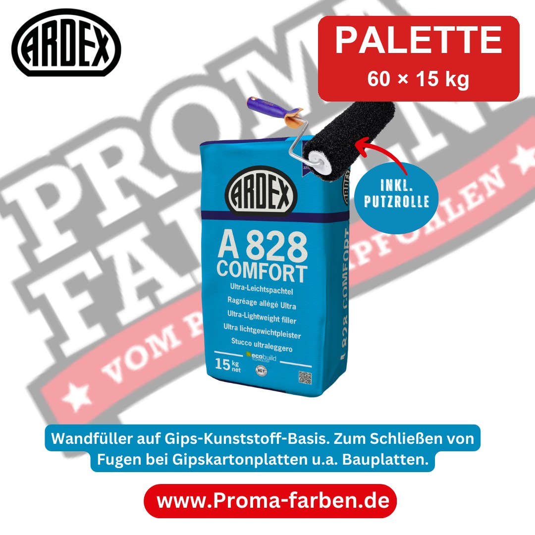 ARDEX A 828 COMFORT Ultra-Leichtspachtel – Palette 60 × 15 kg kaufen bei ProMa Farben