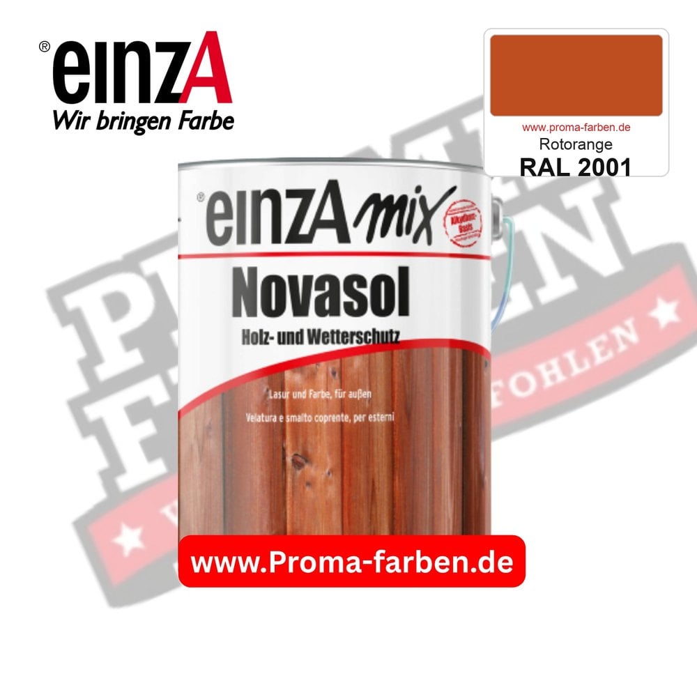 einzA Novasol Deckend Lasur für außen RAL 2001 Rotorange kaufen bei ProMa Farben
