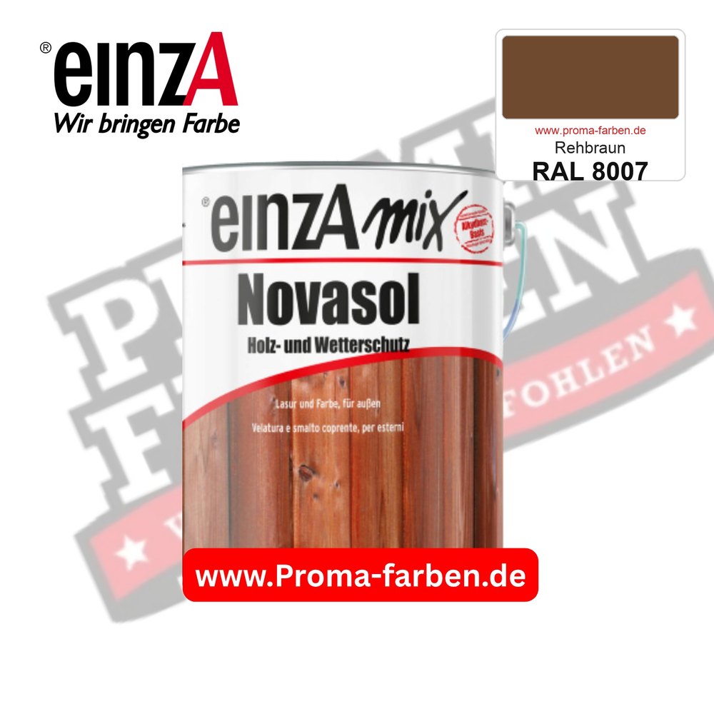 einzA Novasol Deckend Lasur für außen RAL 8007 Rehbraun kaufen bei ProMa Farben