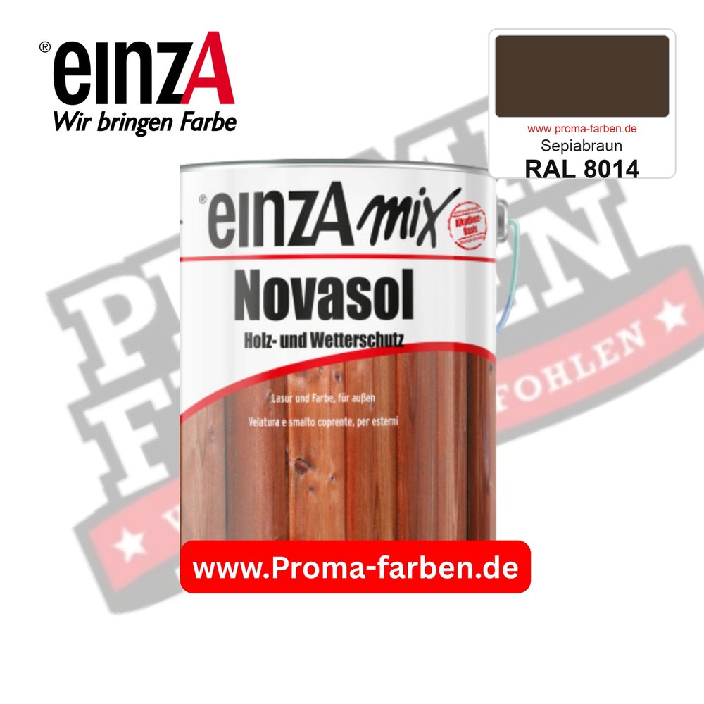 einzA Novasol Deckend Lasur für außen RAL 8014 Sepiabraun kaufen bei ProMa Farben