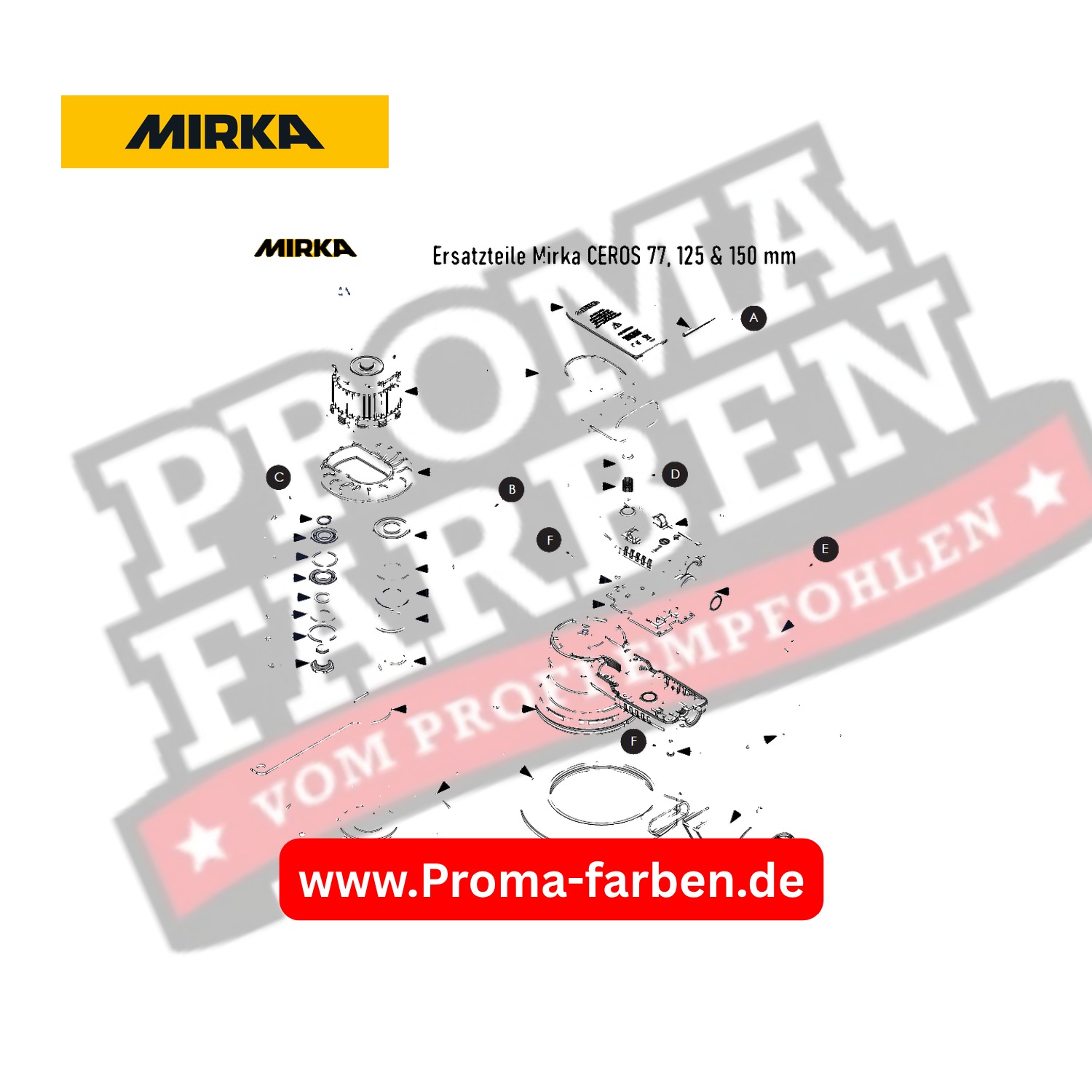 Ersatzteile für Mirka CEROS Exzenterschleifer Ø 77, 125 und 150 mm kaufen bei ProMa Farben