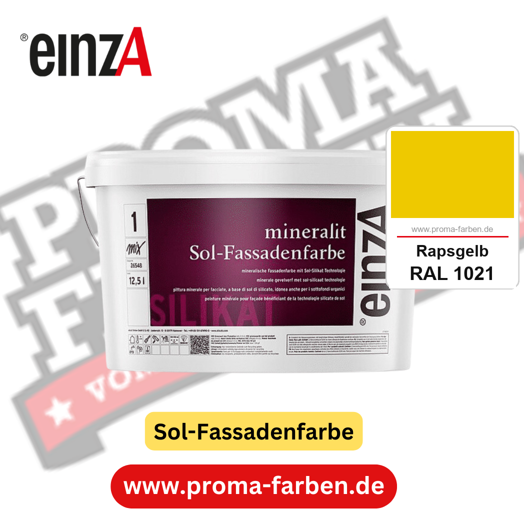 einzA mineralit Sol Fassadenfarbe RAL 1021 Rapsgelb Gebinde
