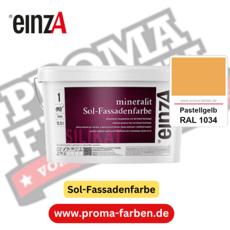 einzA mineralit Sol Fassadenfarbe RAL 1034 Pastellgelb Gebinde