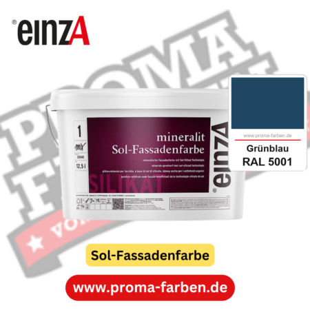 einzA mineralit Sol Fassadenfarbe RAL 5001 Grünblau Gebinde