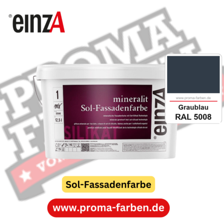 einzA mineralit Sol Fassadenfarbe RAL 5008 Graublau Gebinde