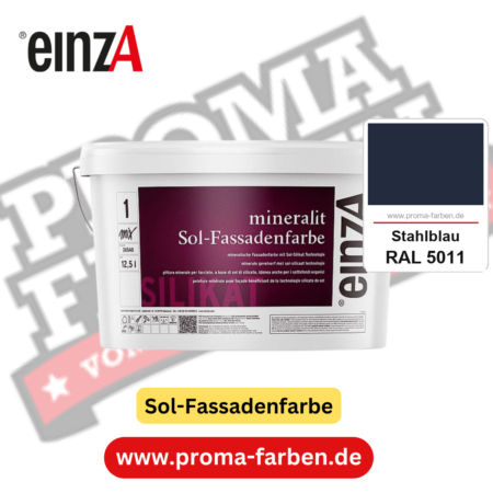 einzA mineralit Sol Fassadenfarbe RAL 5011 Stahlblau Gebinde