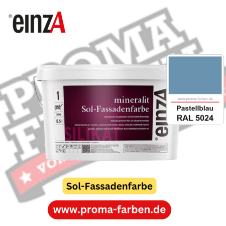 einzA mineralit Sol Fassadenfarbe RAL 5024 Pastellblau Gebinde