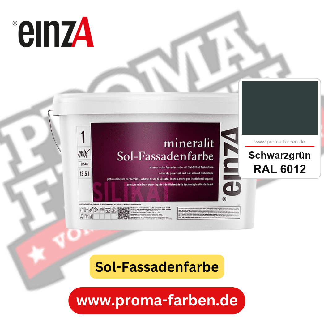 einzA mineralit Sol Fassadenfarbe RAL 6012 Schwarzgrün Gebinde