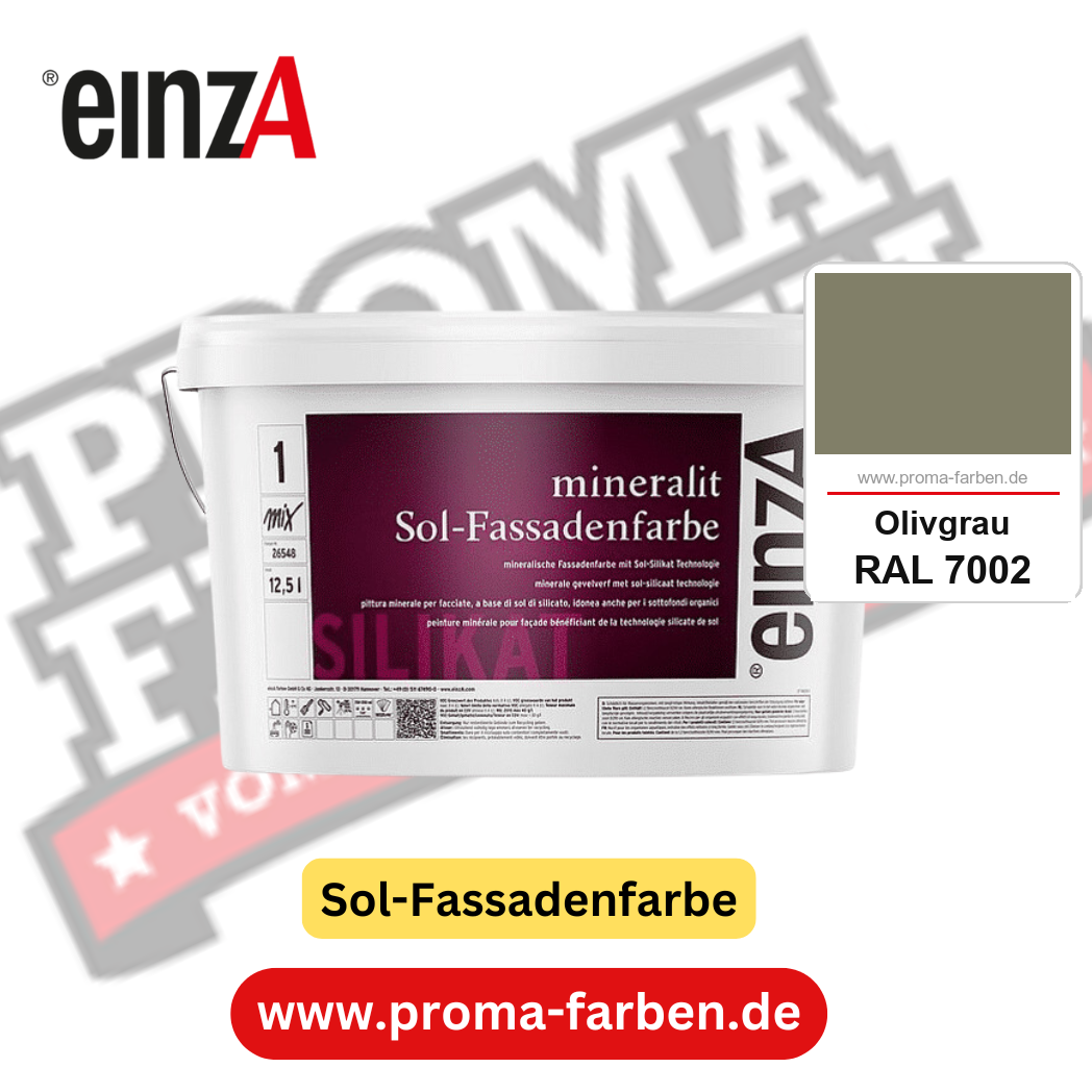 einzA mineralit Sol Fassadenfarbe RAL 7002 Olivgrau Gebinde