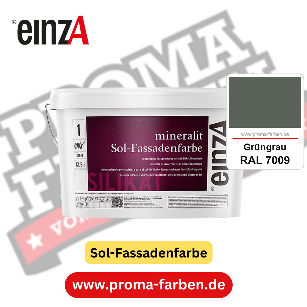 einzA mineralit Sol Fassadenfarbe RAL 7009 Grüngrau Gebinde