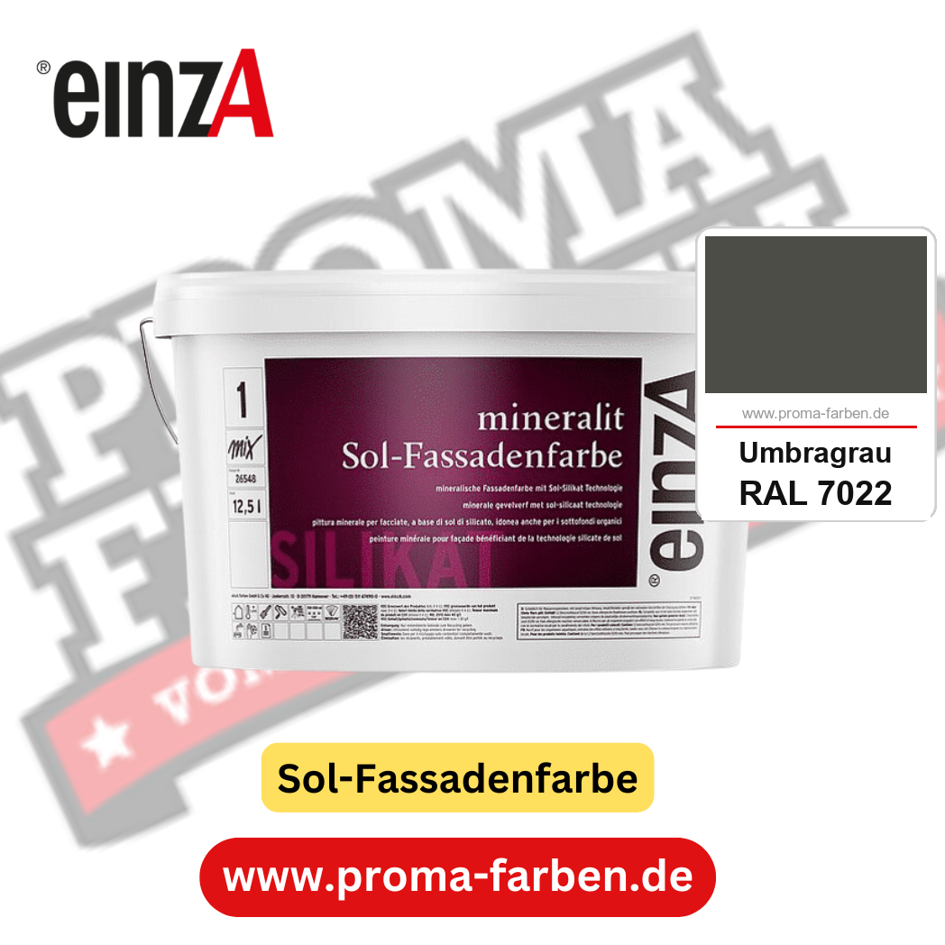 einzA mineralit Sol Fassadenfarbe RAL 7022 Umbragrau Gebinde
