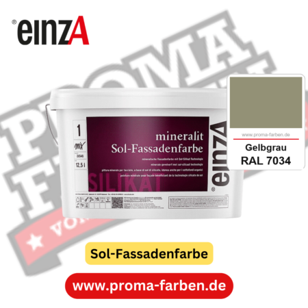 einzA mineralit Sol Fassadenfarbe RAL 7034 Gelbgrau Gebinde