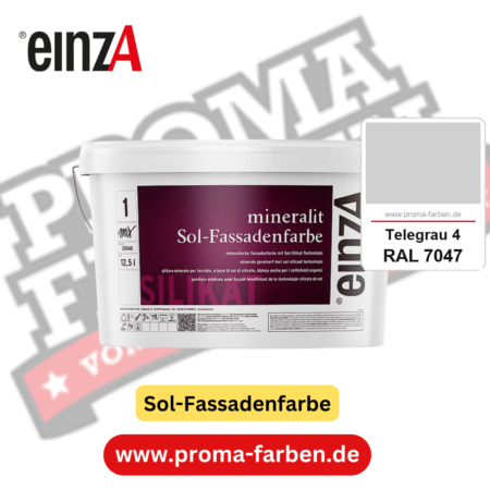einzA mineralit Sol Fassadenfarbe RAL 7047 Telegrau 4 Gebinde