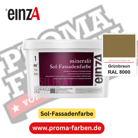 einzA mineralit Sol Fassadenfarbe RAL 8000 Grünbraun Gebinde