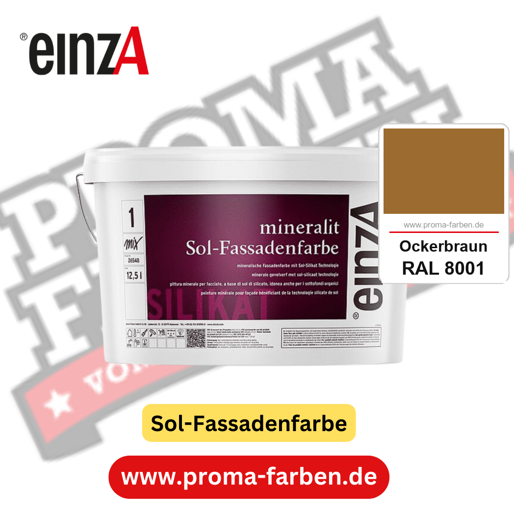 einzA mineralit Sol Fassadenfarbe RAL 8001 Ockerbraun Gebinde
