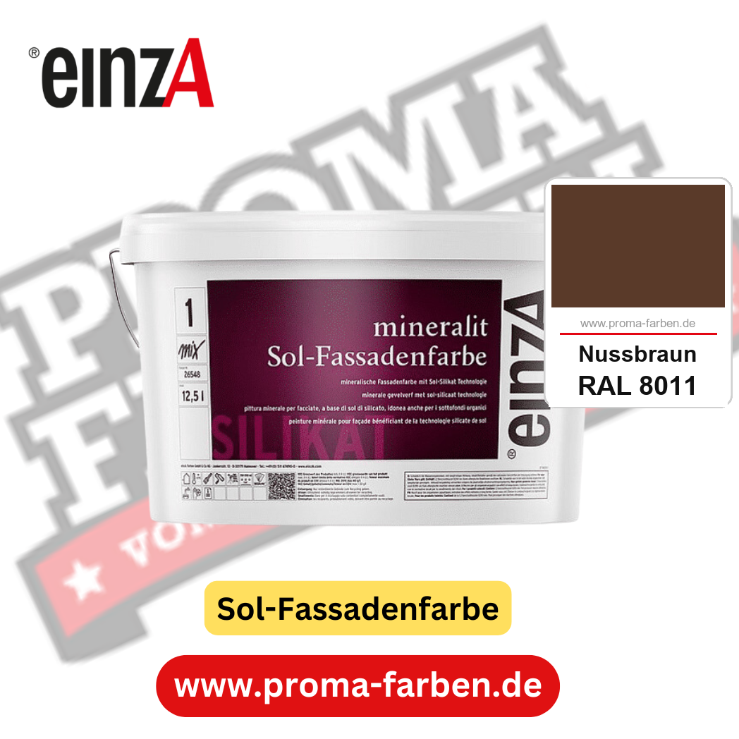 einzA mineralit Sol Fassadenfarbe RAL 8011 Nussbraun Gebinde