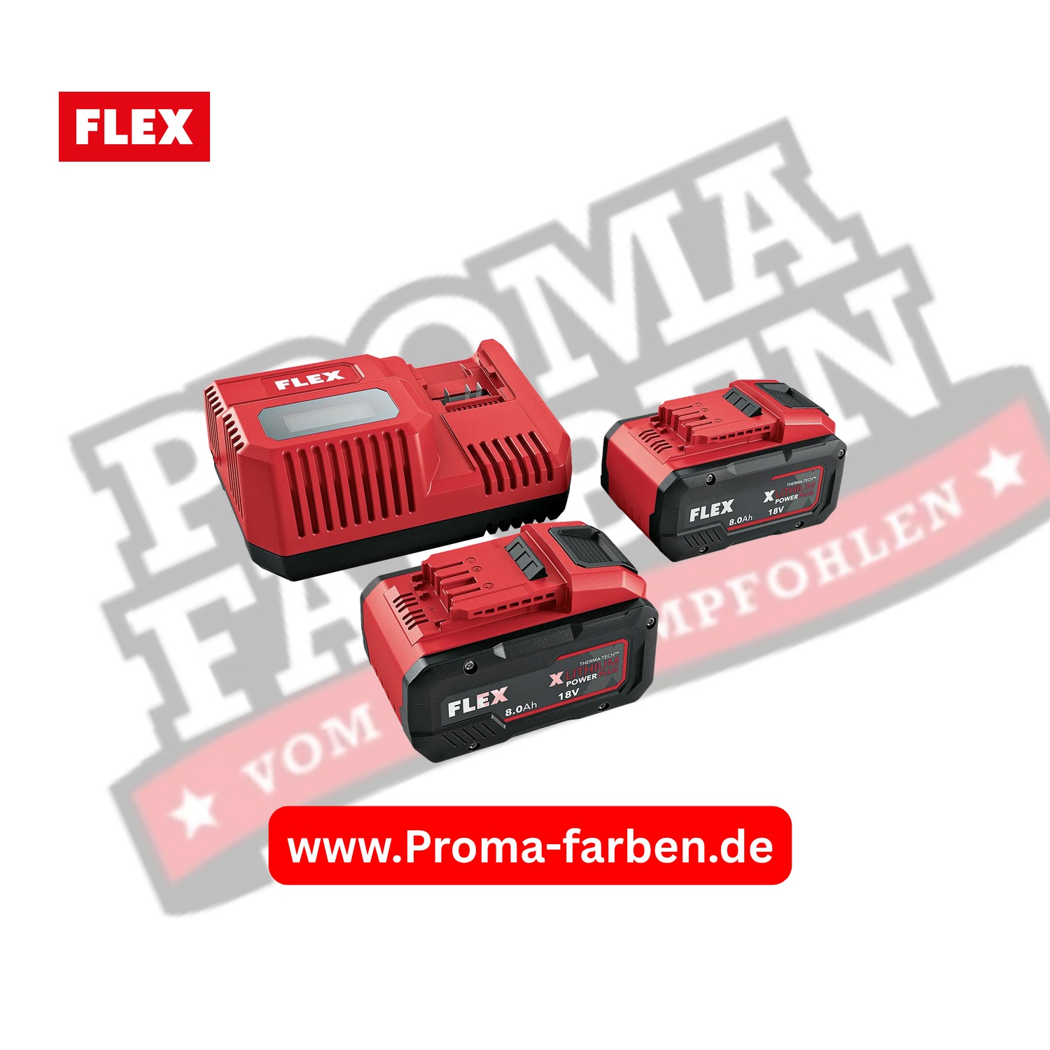 Flex Akku Starter-Set P-Set 18-88 R, 2x 8,0 Ah/ 18 V + Schnellladegerät Flex Akku Starter-Set P-Set 18-88 R, 2x 8,0 Ah/ 18 V + Schnellladegerät kaufen bei ProMa Farben
