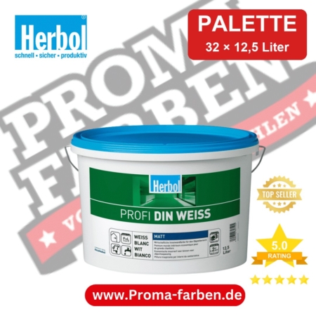 Herbol Profi DIN Weiss Wandfarbe – Palette 32 × 12,5 Liter kaufen bei ProMa Farben