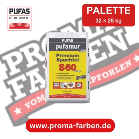 Pufas pufamur Premium-Spachtel S60 easy – Palette 32 × 25 kg kaufen bei ProMa Farben