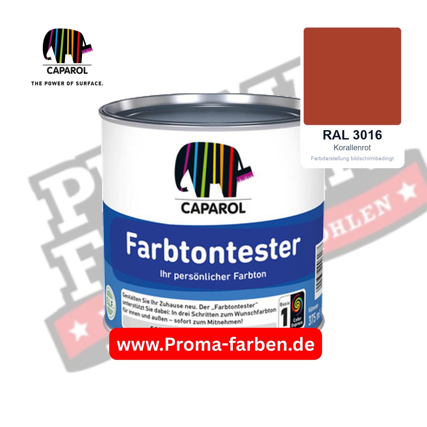 Caparol Farbtontester RAL 3016 Korallenrot
