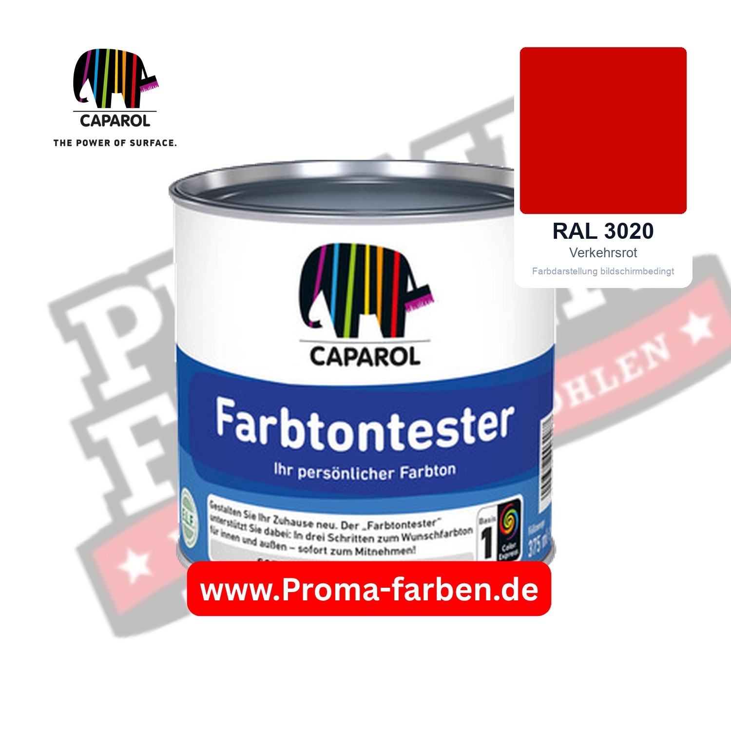 Caparol Farbtontester RAL 3020 Verkehrsrot